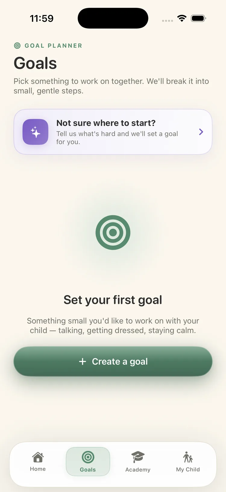 Small goals, tracked gently